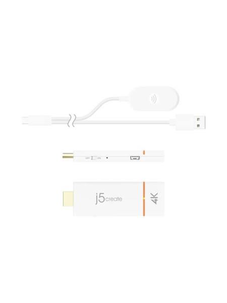 j5create ScreenCast JVAW76, 4K Wireless Display Adapter, 3840x2160 at 30Hz, AirPlay, Miracast, Chromecast, Dual-Band Wi-Fi, HDMI, White, 1-Year Warranty | JVAW76