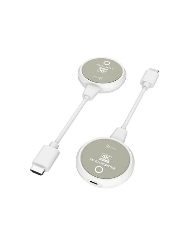 j5create ScreenCast JVAW75, 4K Wireless Display HDMI Extender Kit, 3840x2160 at 30Hz, 1080p at 60Hz, Up to 30m Range, Dual-Band Wi-Fi, AirPlay, Miracast, Chromecast, HDCP 1.4, White/Grey, 1-Year Warranty | JVAW75 j5create ScreenCast JVAW75, 4K Wireless Display HDMI Extender Kit, 3840x2160 at 30Hz, 1080p at 60Hz, Up to 30m Range, Dual-Band Wi-Fi, AirPlay, Miracast, Chromecast, HDCP 1.4, White/Grey, 1-Year Warranty | JVAW75