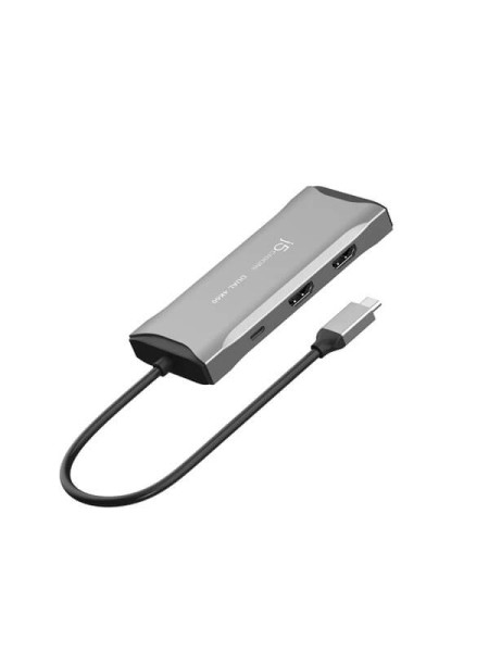 j5create JCD396, USB-C Dual HDMI 4K60 Mini Dock, Dual 3840x2160 at 60Hz Displays, 100W PD Input with Up to 92W Laptop Charging, 3x USB 5Gbps, DisplayPort Alt Mode, MST, USB4 Compatible, Space Grey, 2-Year Warranty | JCD396