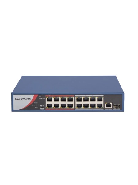 Hikvision DS-3E0318P-E/M(B) 16 Port Fast Ethernet Unmanaged POE Switch | DS-3E0318P-E/M(B)