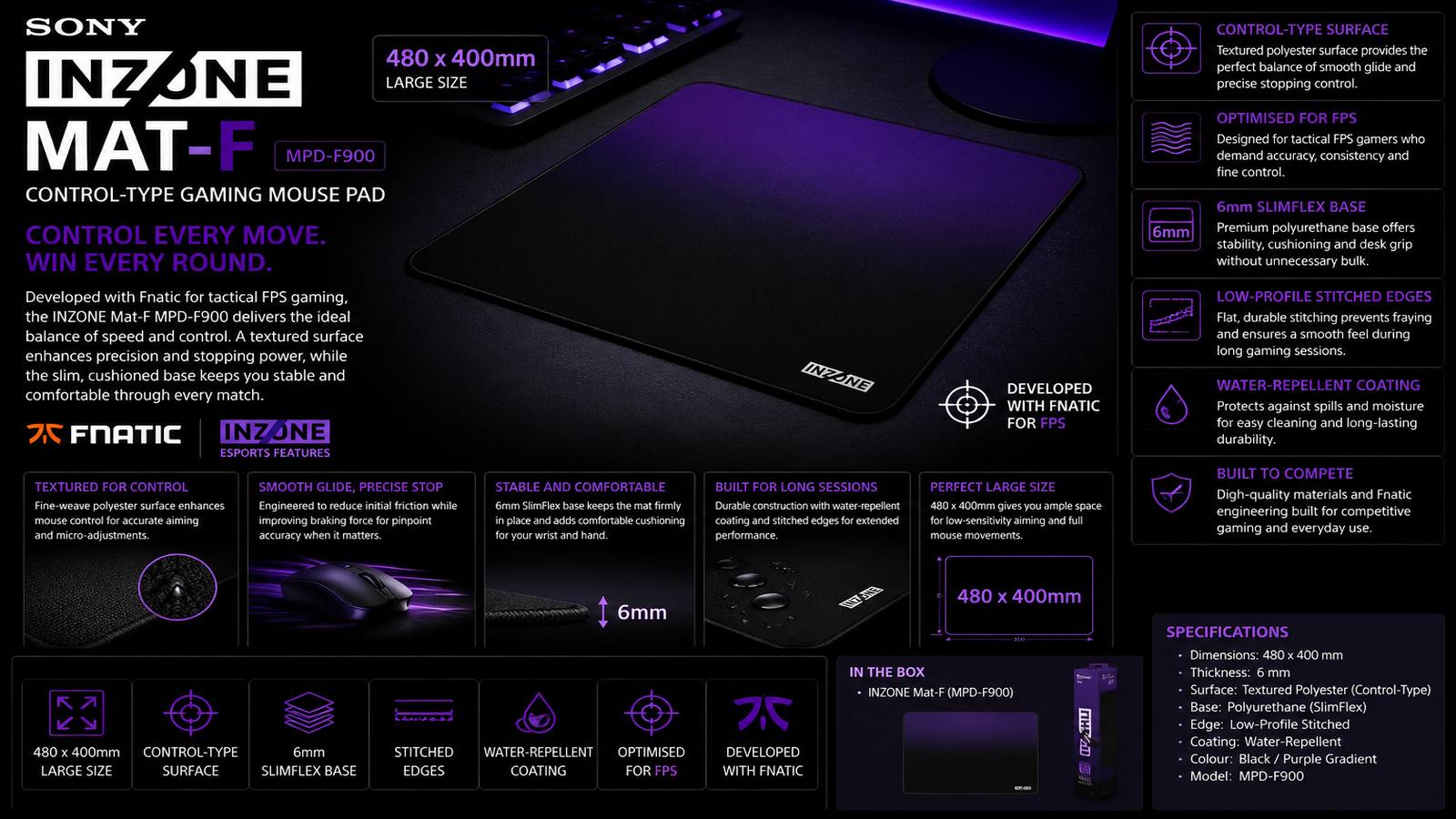Sony INZONE Mat-F MPD-F900 control gaming mouse pad at CTENS