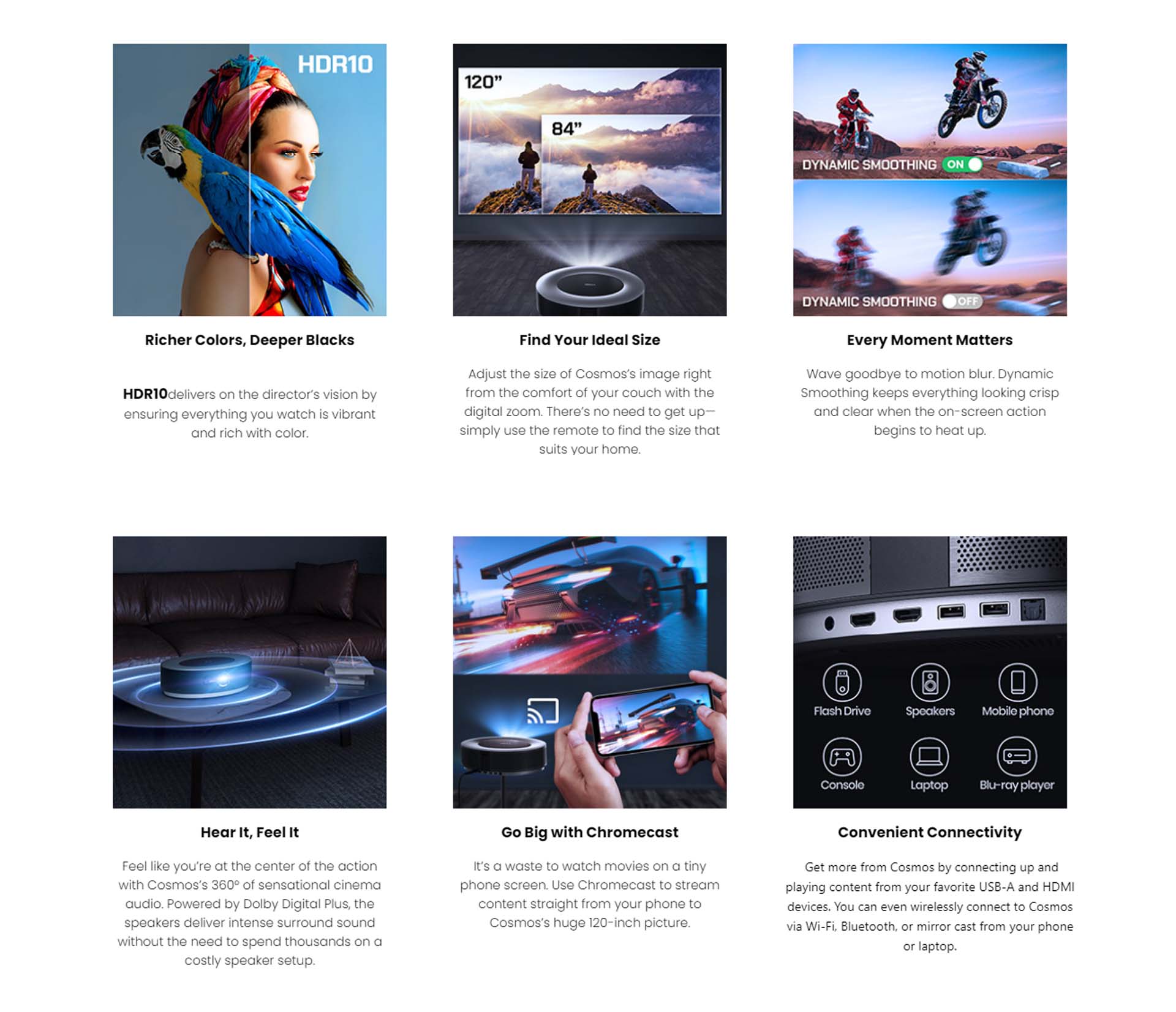 ANKER Nebula Cosmos D2140, 1080P home Entertainment Projector with 900 ...